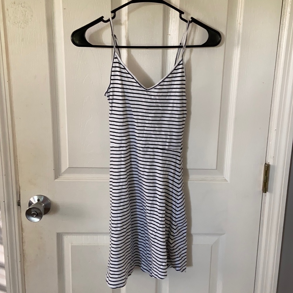H&M black and white striped mini dress